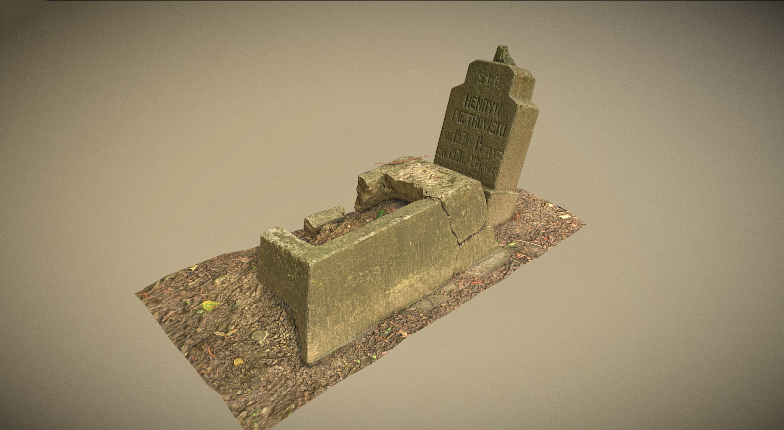Cemetery graveyard thombstones crosses and a crypt Low-poly 3D model_17