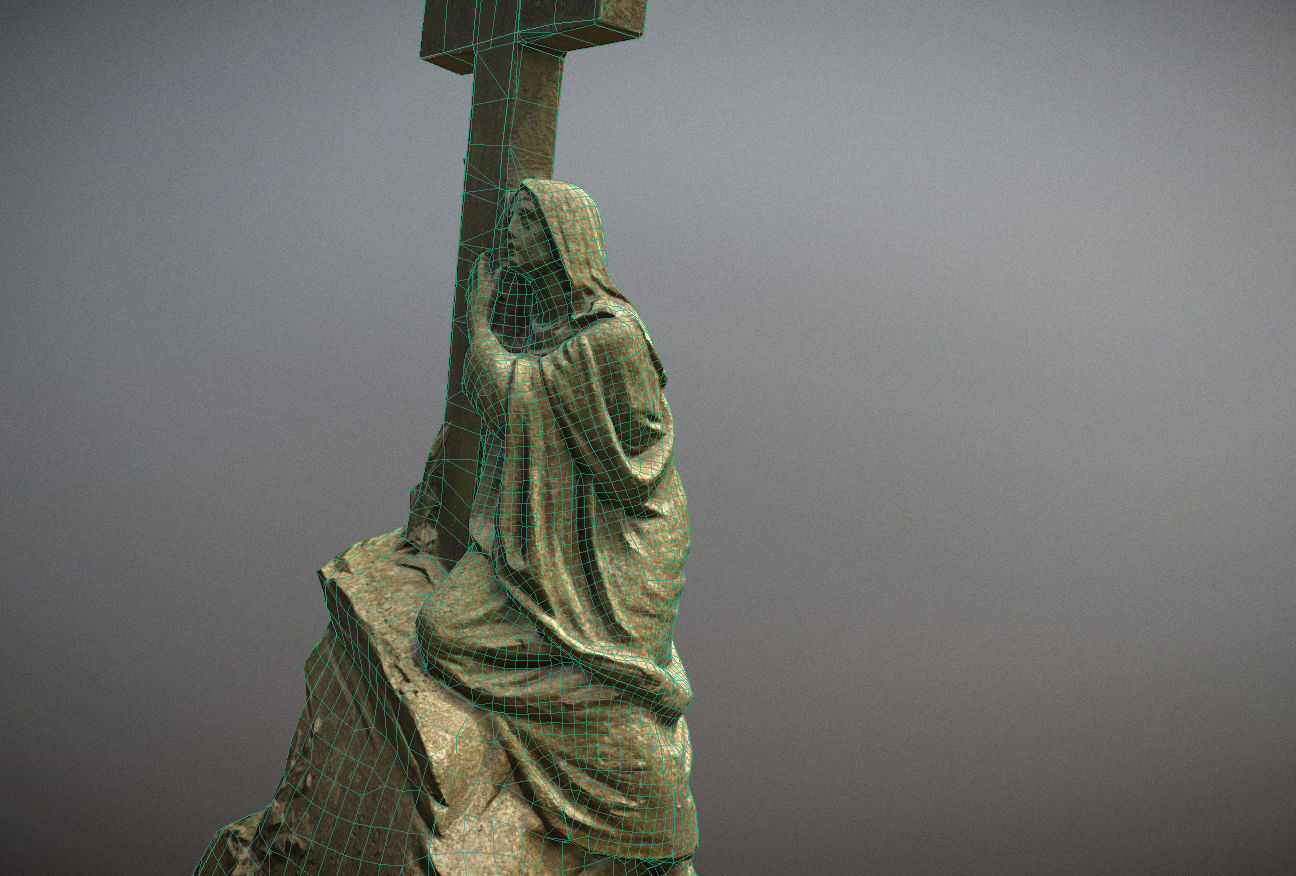 Cemetery graveyard thombstones crosses and a crypt Low-poly 3D model_88