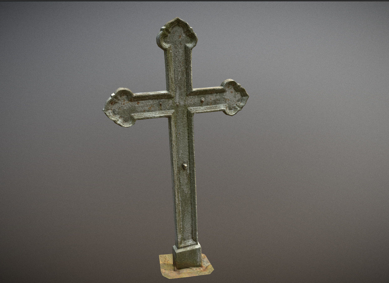 Cemetery graveyard thombstones crosses and a crypt Low-poly 3D model_41