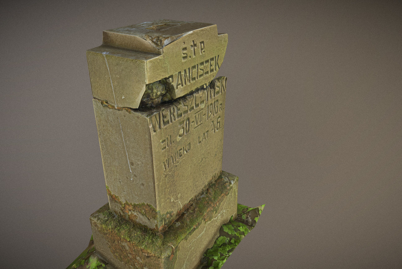 Cemetery graveyard thombstones crosses and a crypt Low-poly 3D model_56