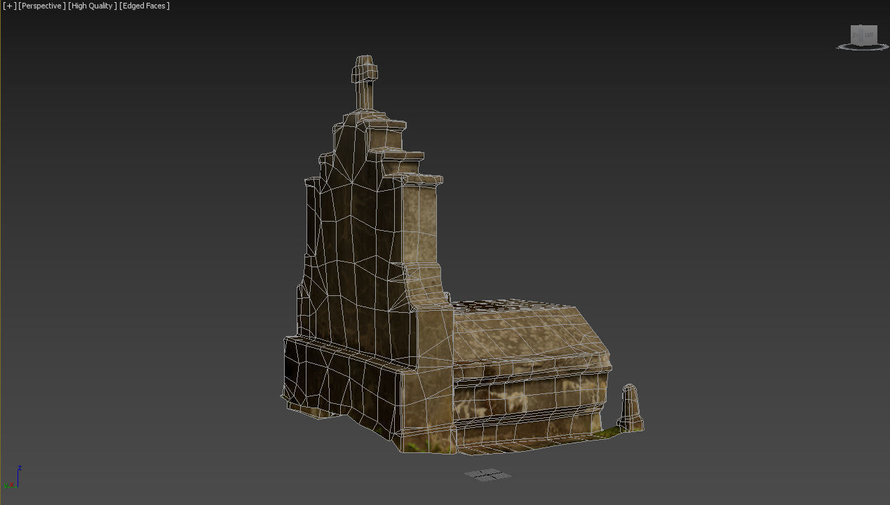 Cemetery graveyard thombstones crosses and a crypt Low-poly 3D model_29