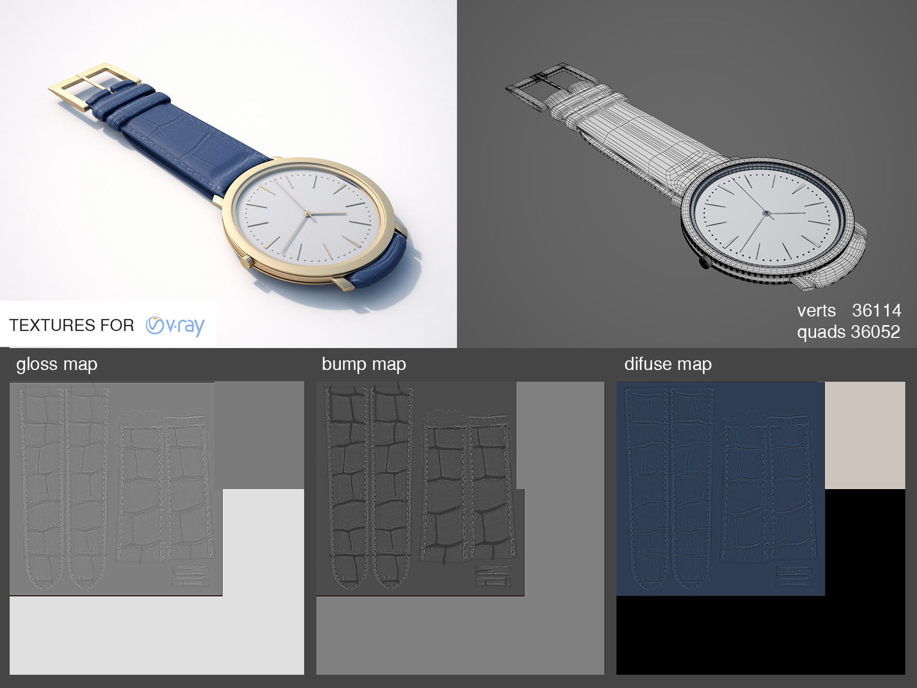 Watch Blue 3D model_2