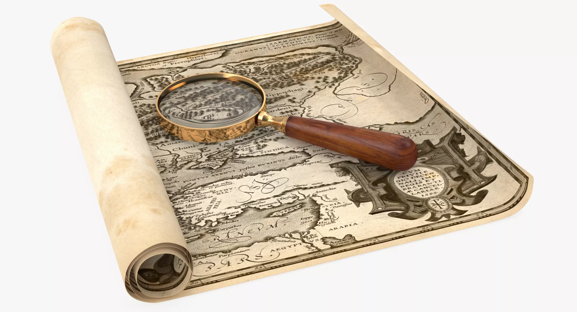 Retro Magnifier On Old Map 3D model