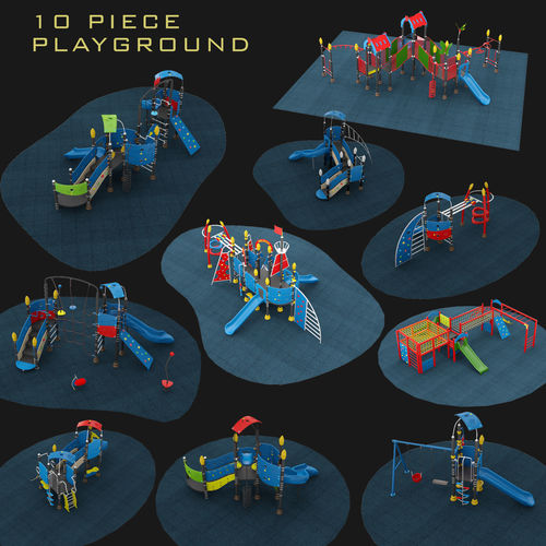 Outdoor Playground Collection 10 piece Set 3D model
