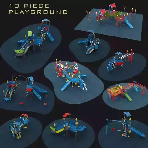 Outdoor Playground Collection 10 piece Set 3D model