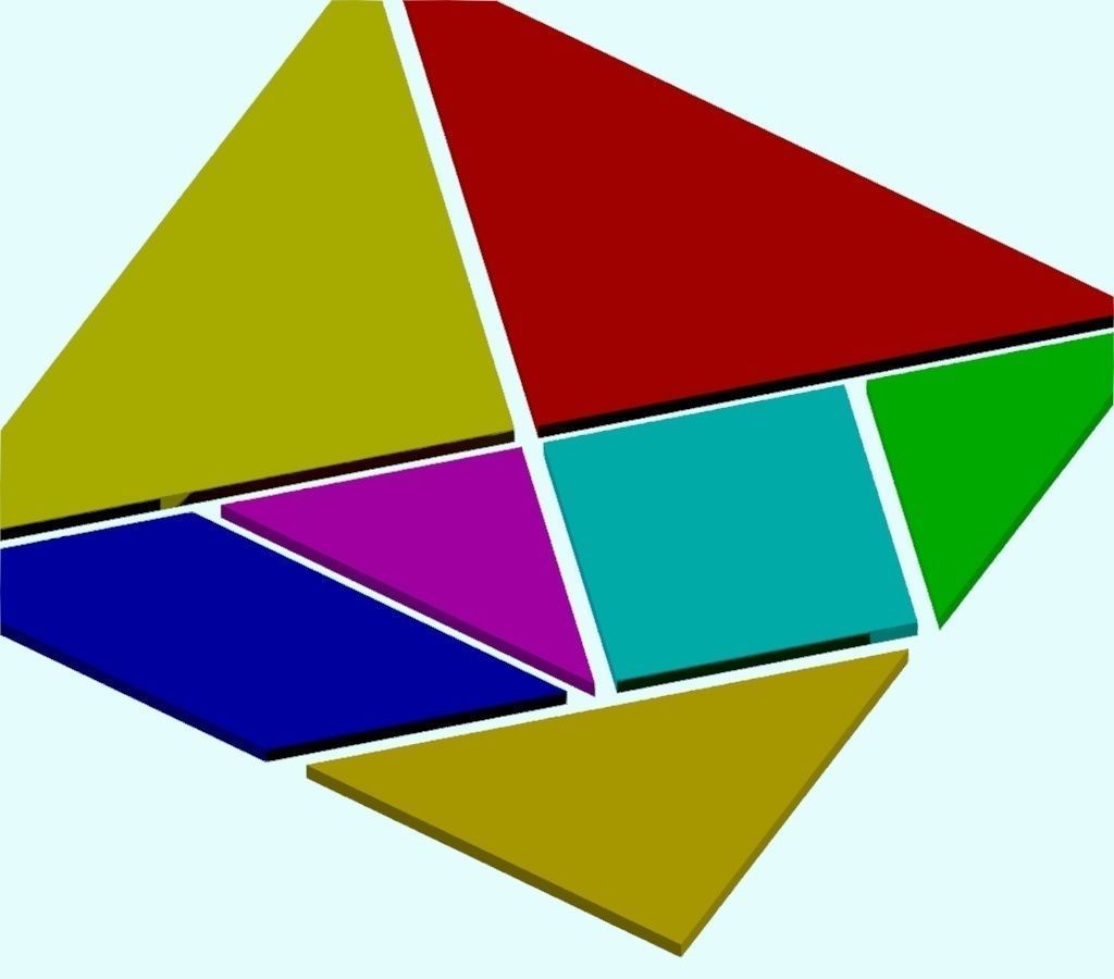 Tangram puzzle 3D print model_3