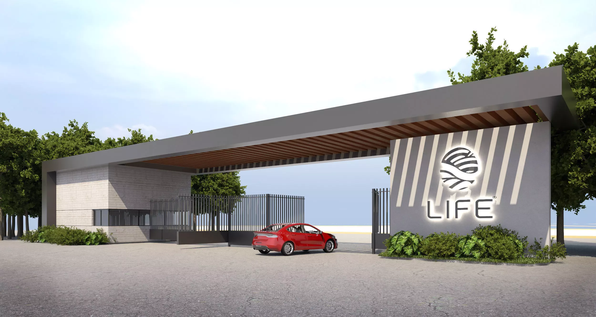 Portico entrance to life residential complex 3D model_0