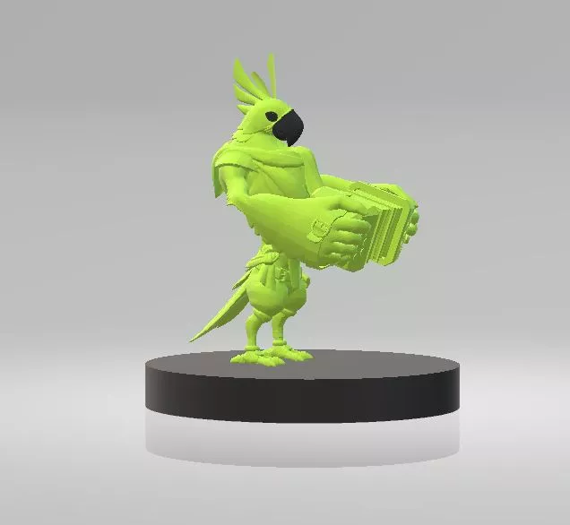 Funny Green Parrot Playing Accordion 3D Model 3D print model
