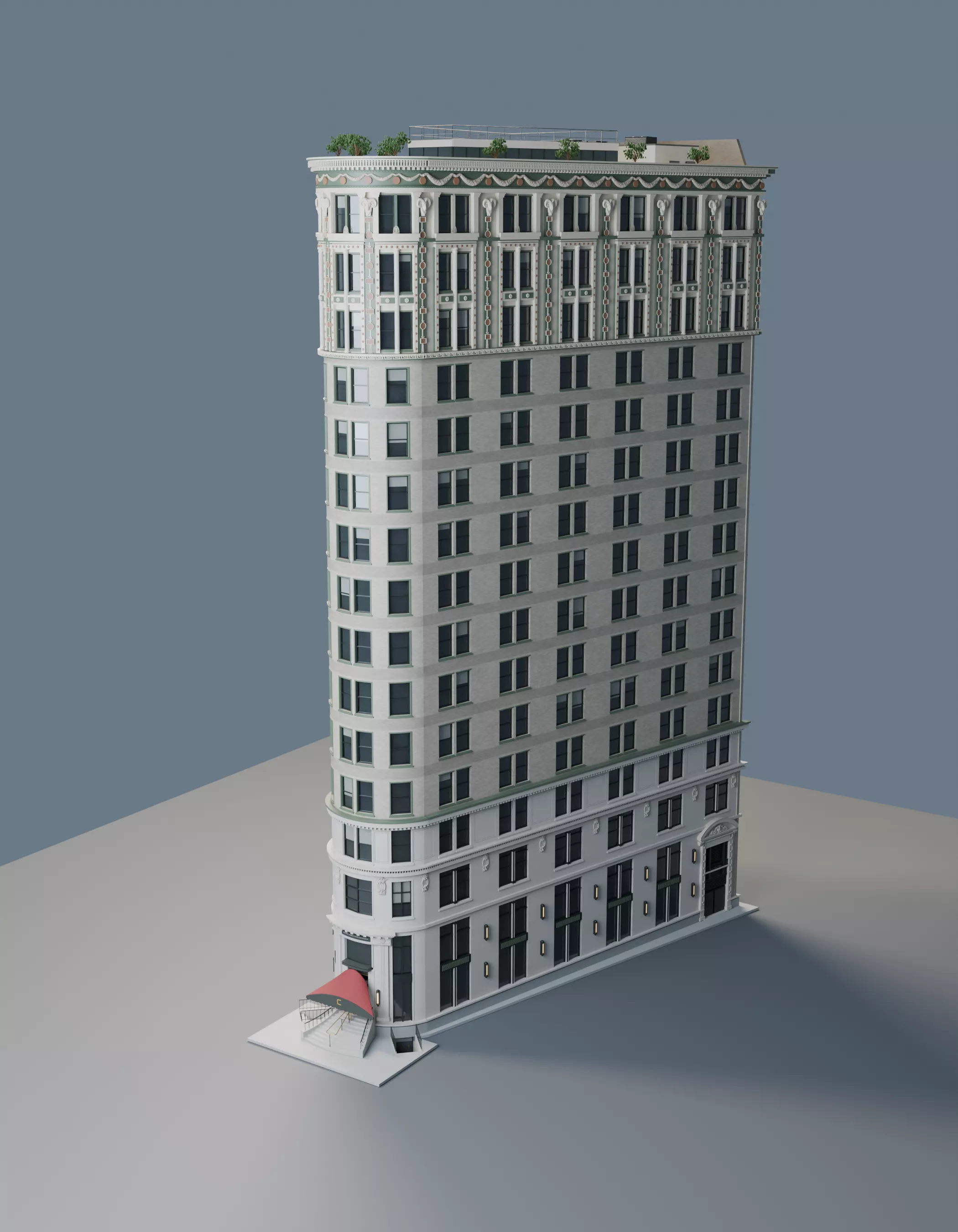 Continental Hotel Inspired NYC Corner Building 3D model