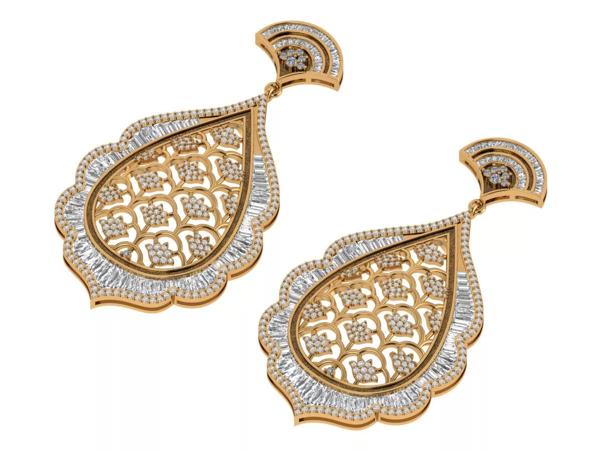 Long Bridal Earrings 3D print model