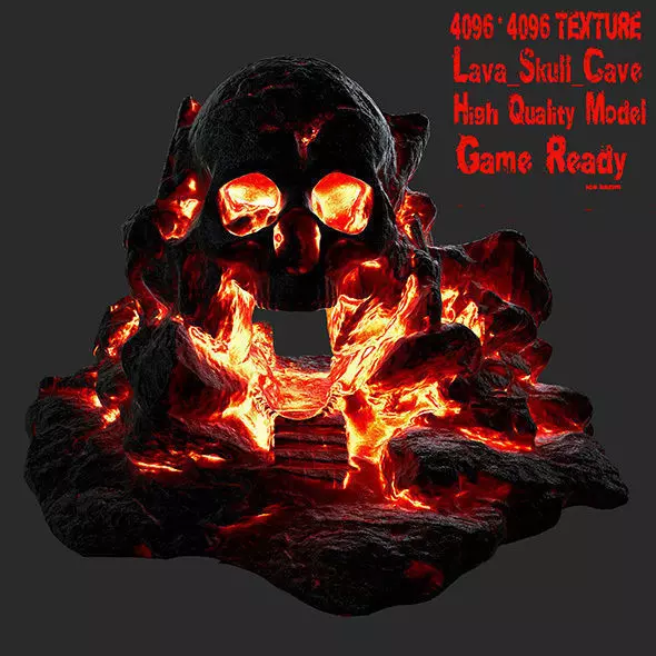 lava skull cave 3 Low-poly 3D model_0