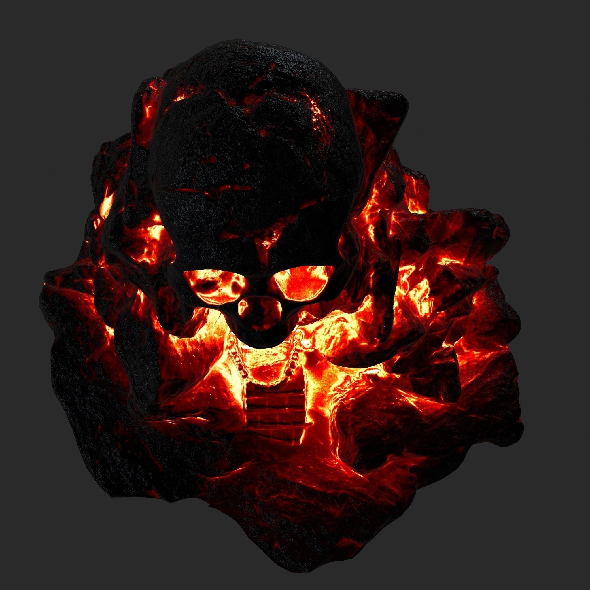 lava skull cave 3 Low-poly 3D model_7