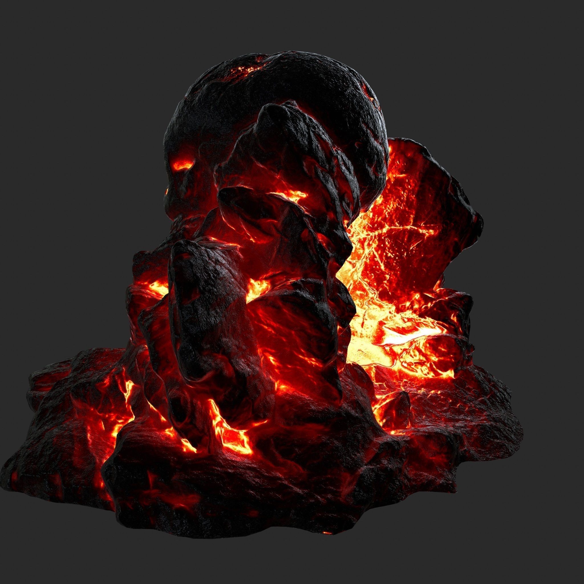 lava skull cave 3 Low-poly 3D model_5