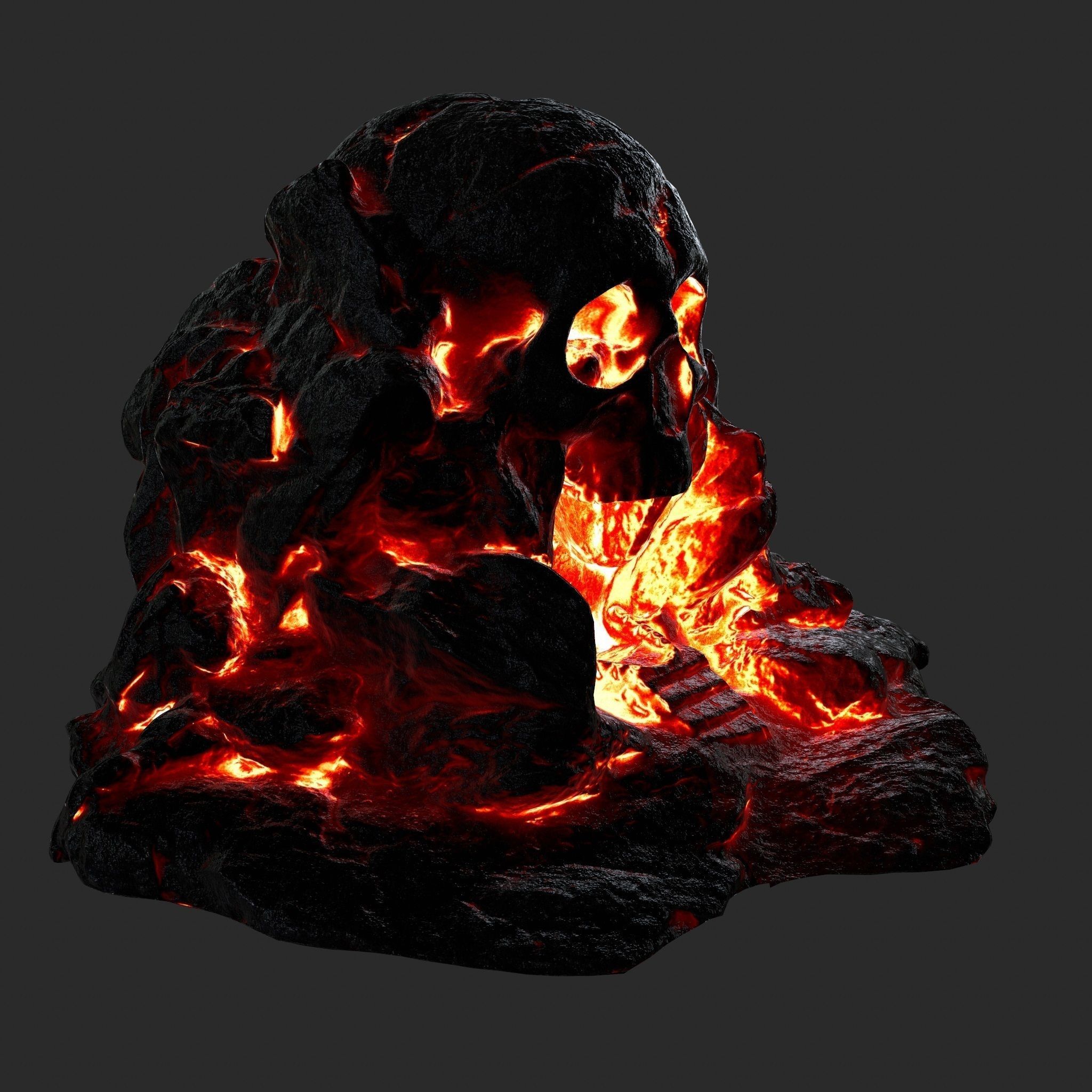 lava skull cave 3 Low-poly 3D model_2