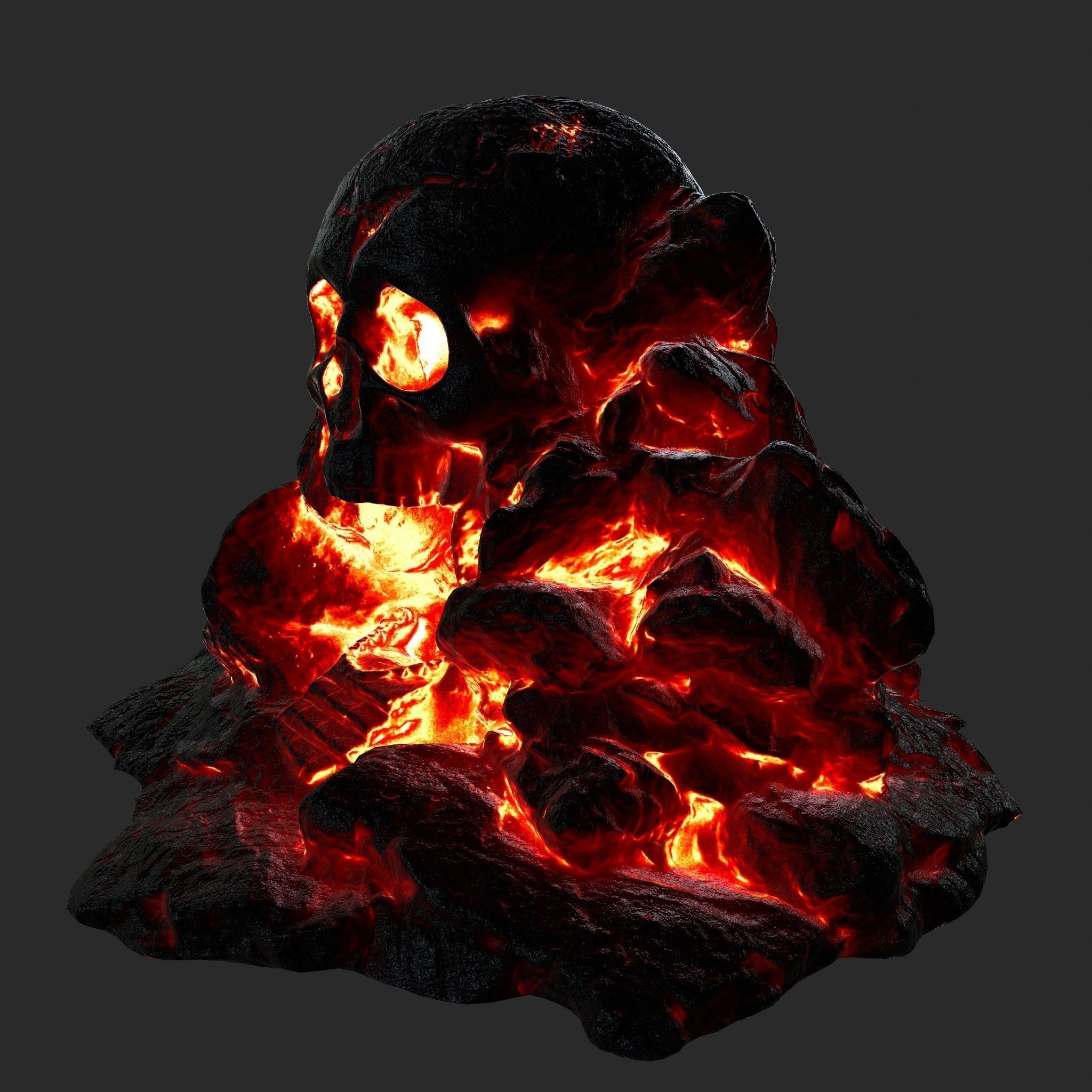lava skull cave 3 Low-poly 3D model_6