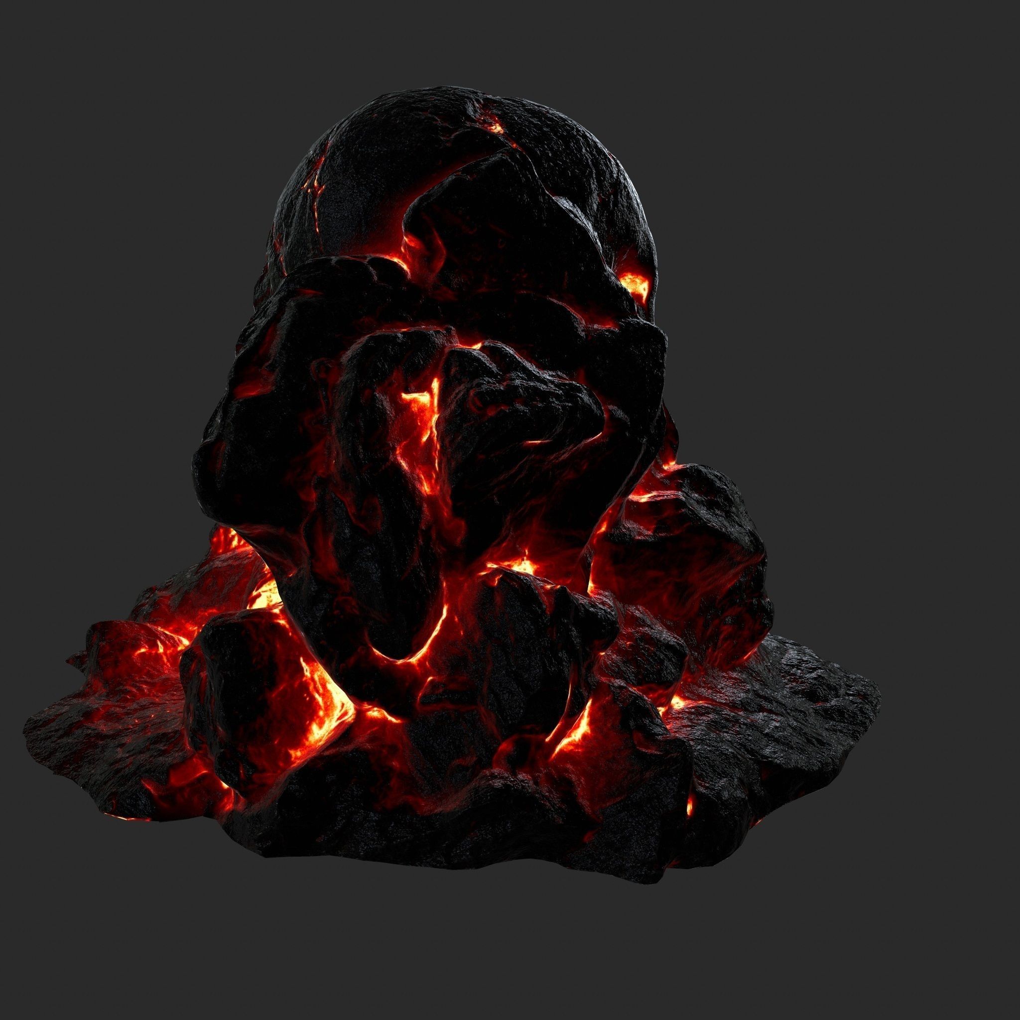 lava skull cave 3 Low-poly 3D model_3