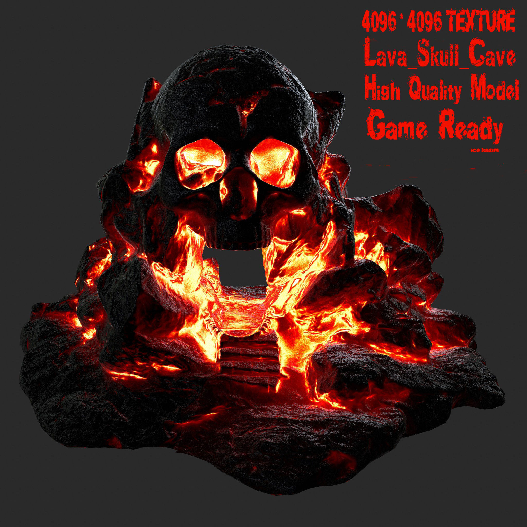 lava skull cave 3 Low-poly 3D model_1