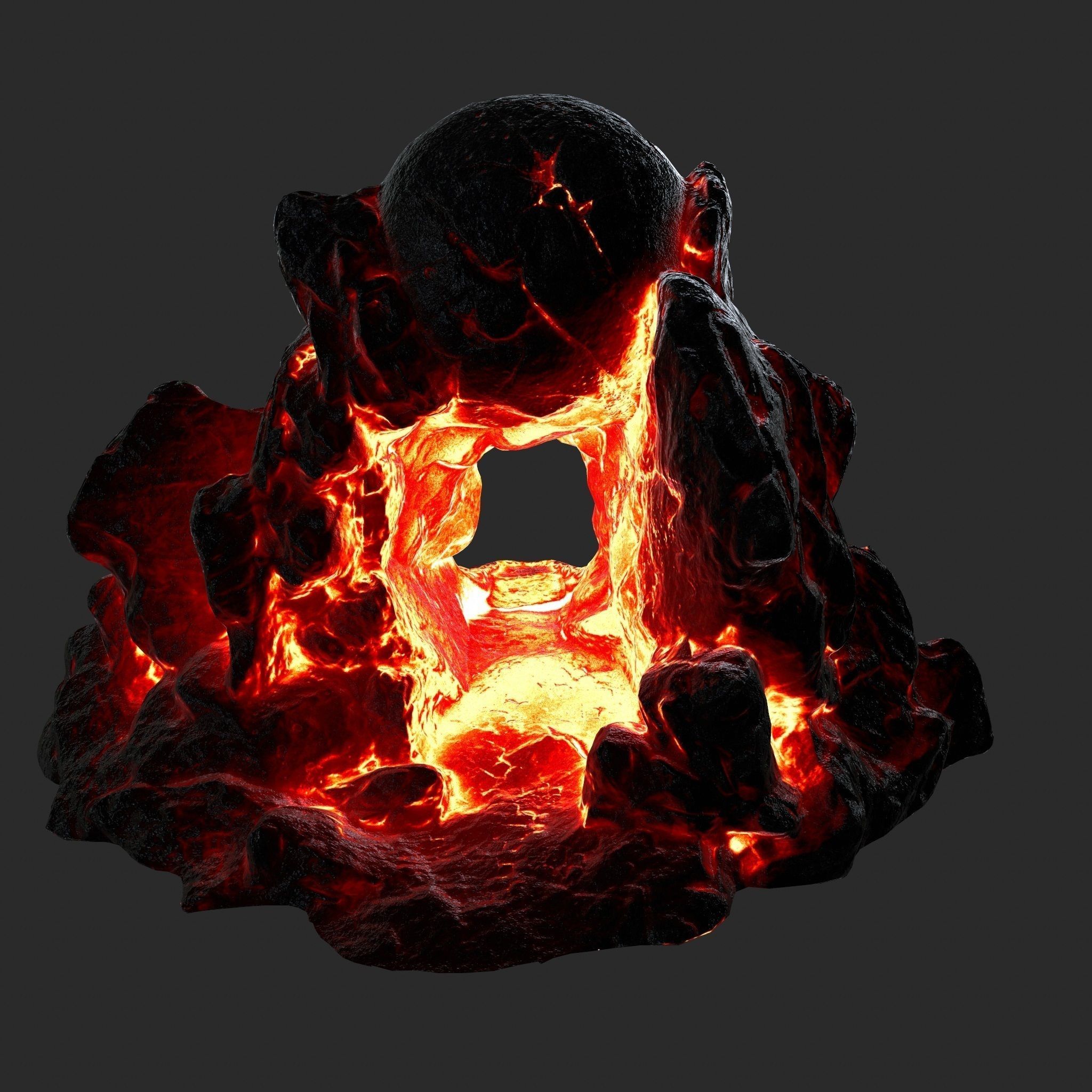 lava skull cave 3 Low-poly 3D model_4