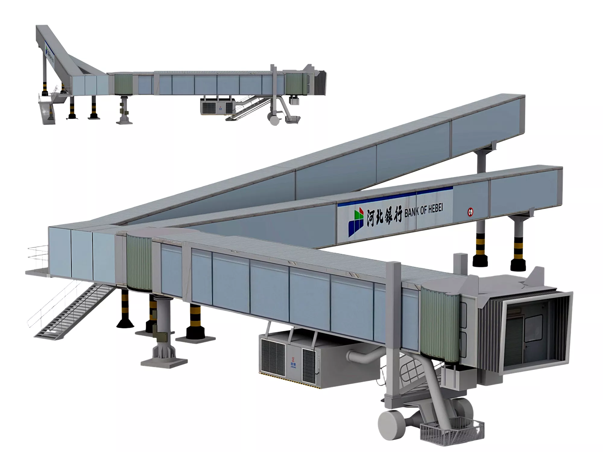 Airport Passenger Boarding Bridge 3D Model Jetway Equipment Set Low-poly 3D model