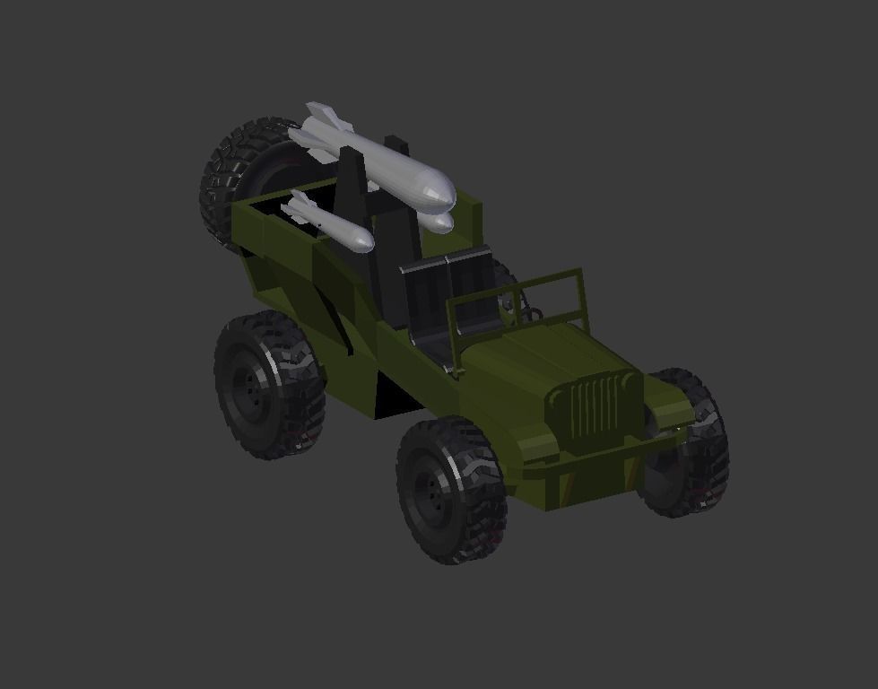 War Jeep Low-poly 3D model