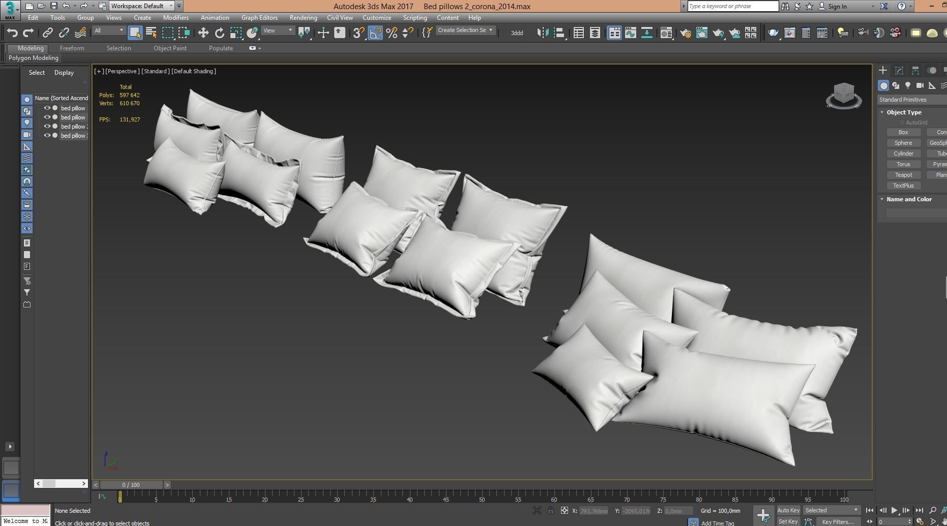 White Bed Pillows 02  3 sets  14 different Pillows 3D model 3D model_8