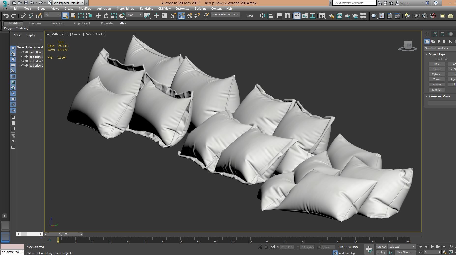 White Bed Pillows 02  3 sets  14 different Pillows 3D model 3D model_13