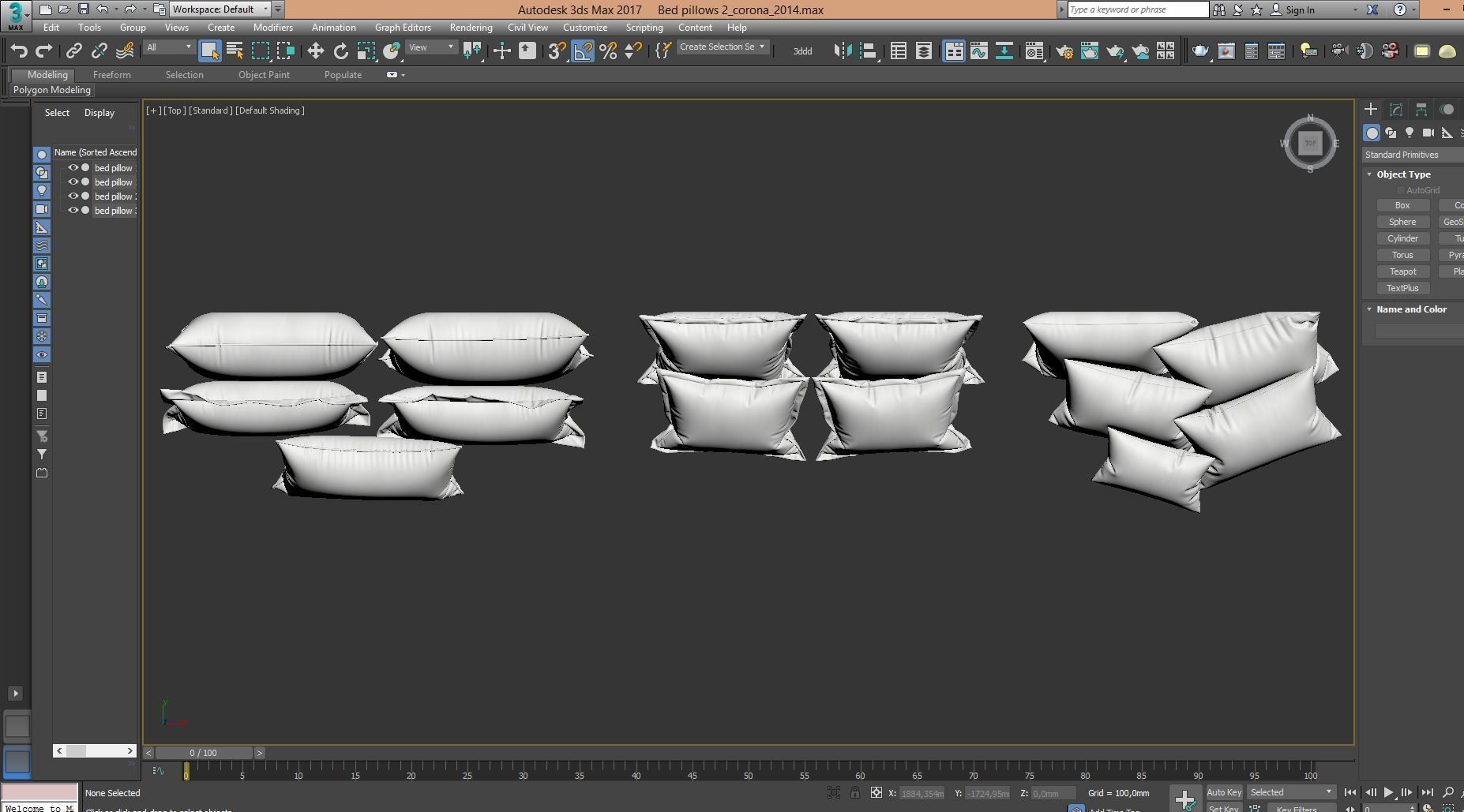 White Bed Pillows 02  3 sets  14 different Pillows 3D model 3D model_6