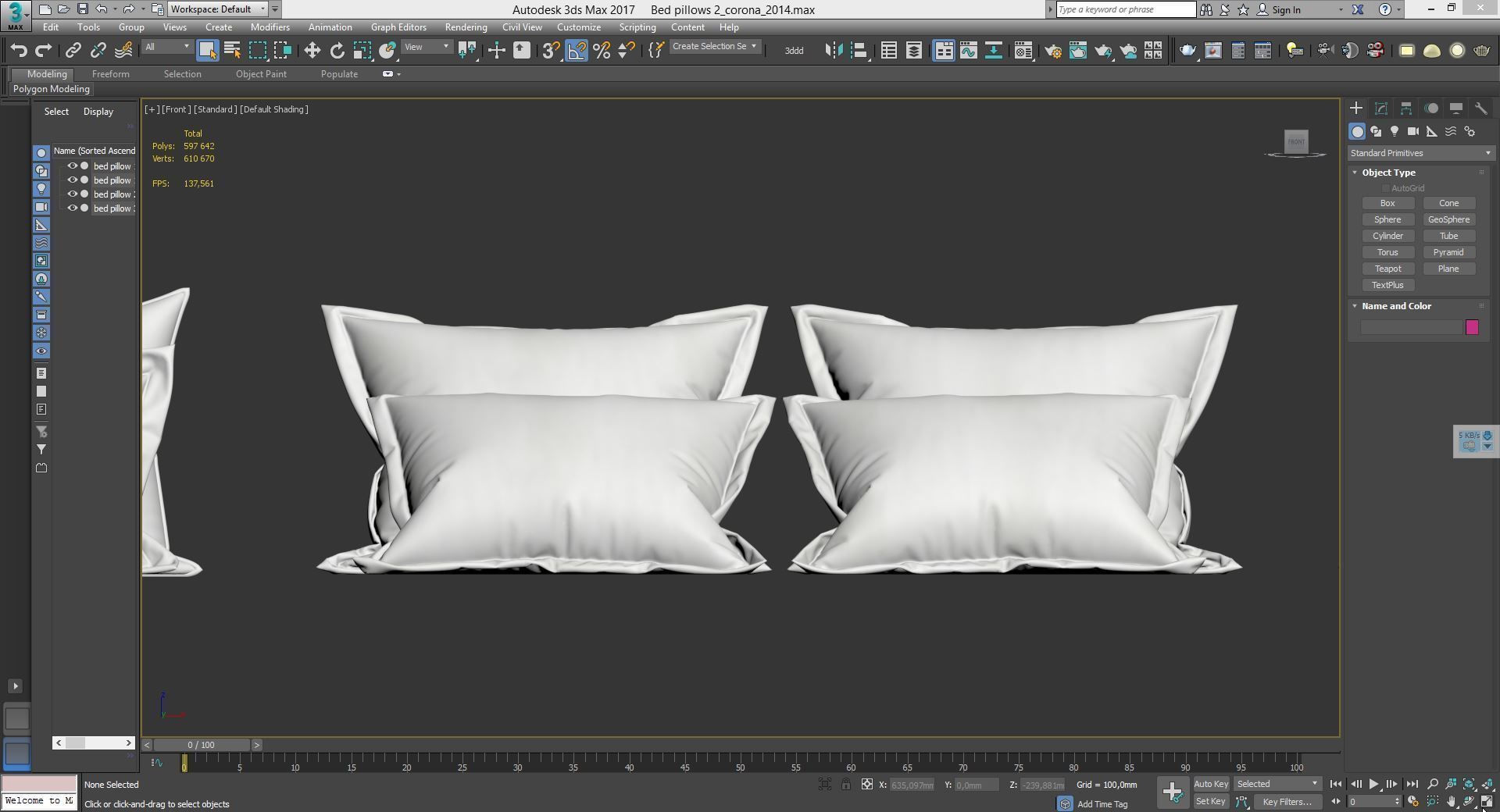 White Bed Pillows 02  3 sets  14 different Pillows 3D model 3D model_3