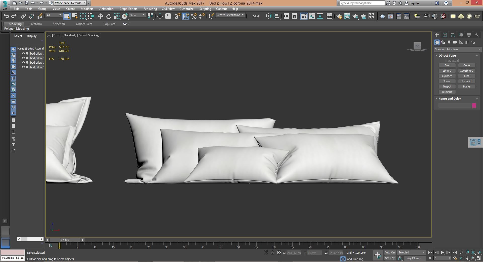 White Bed Pillows 02  3 sets  14 different Pillows 3D model 3D model_5