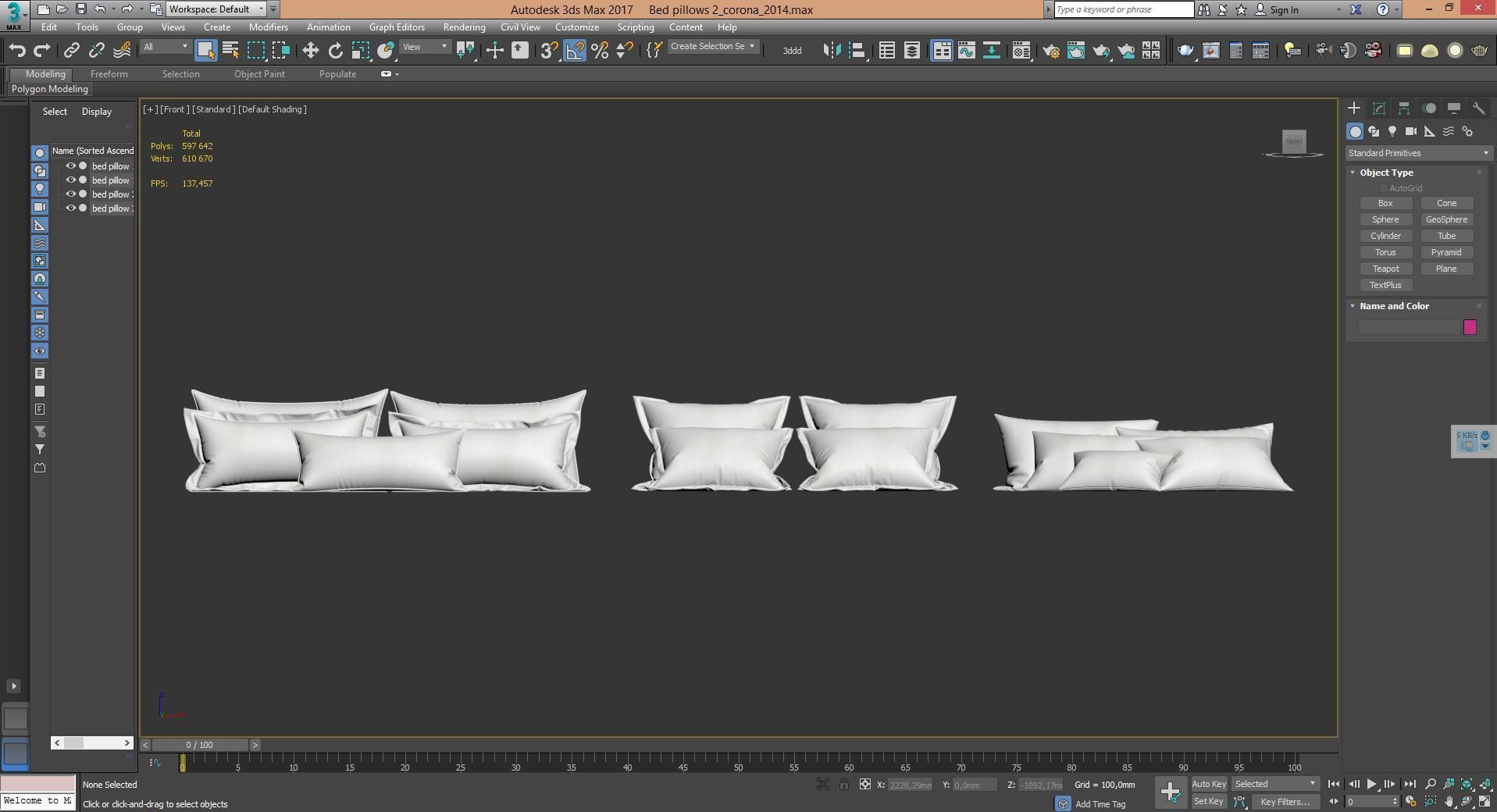 White Bed Pillows 02  3 sets  14 different Pillows 3D model 3D model_2