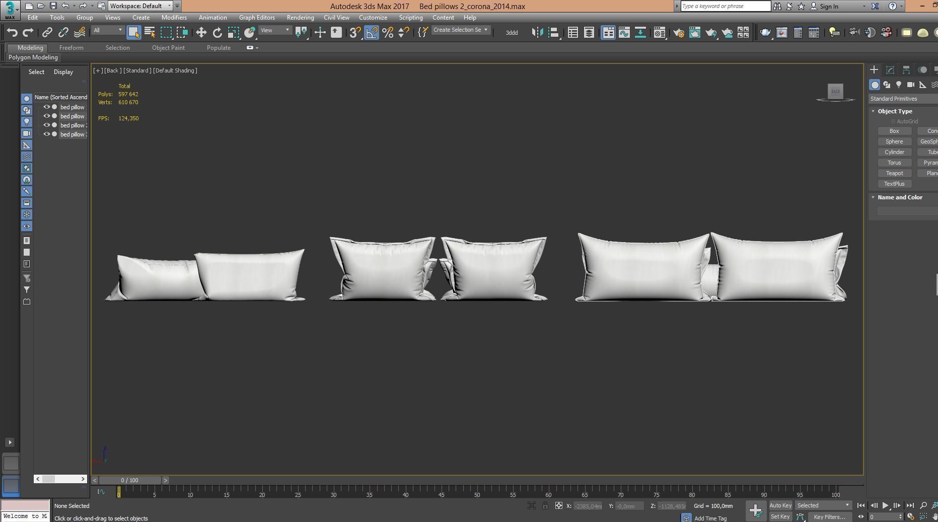 White Bed Pillows 02  3 sets  14 different Pillows 3D model 3D model_12