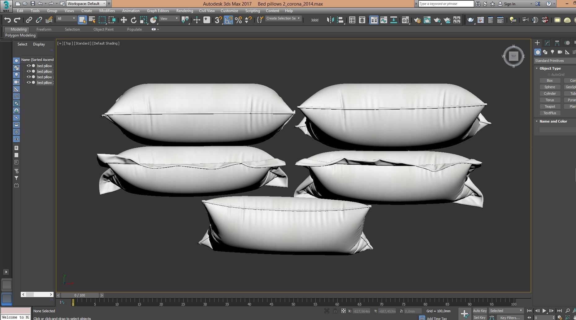 White Bed Pillows 02  3 sets  14 different Pillows 3D model 3D model_9