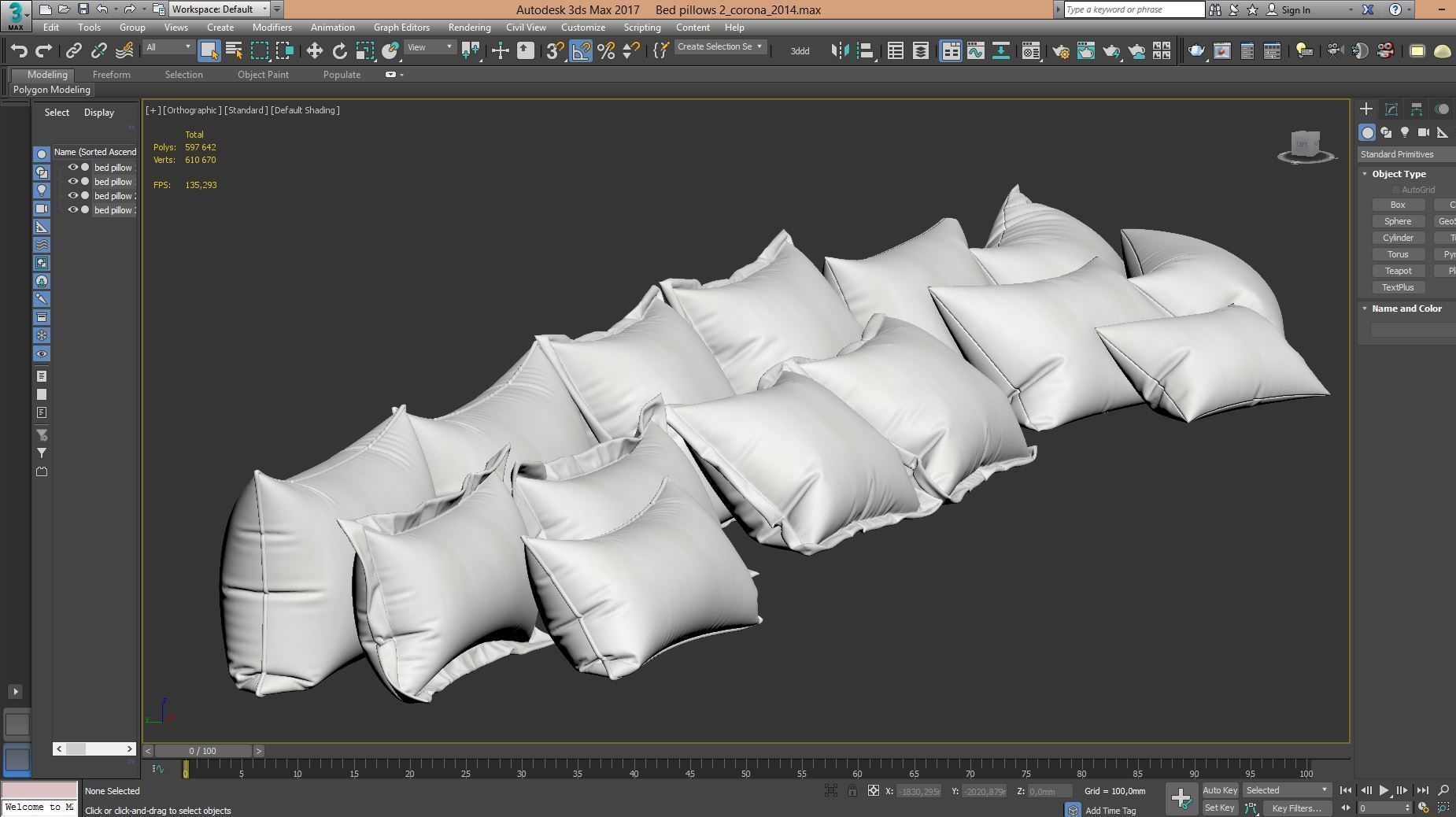 White Bed Pillows 02  3 sets  14 different Pillows 3D model 3D model_14