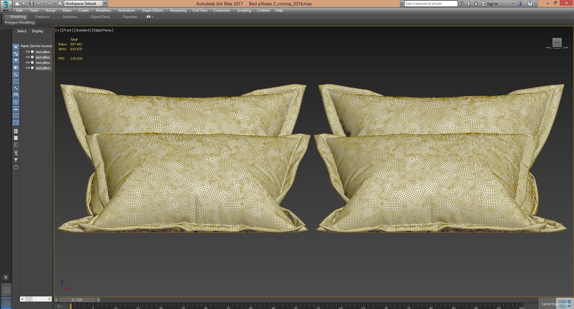 White Bed Pillows 02  3 sets  14 different Pillows 3D model 3D model_19