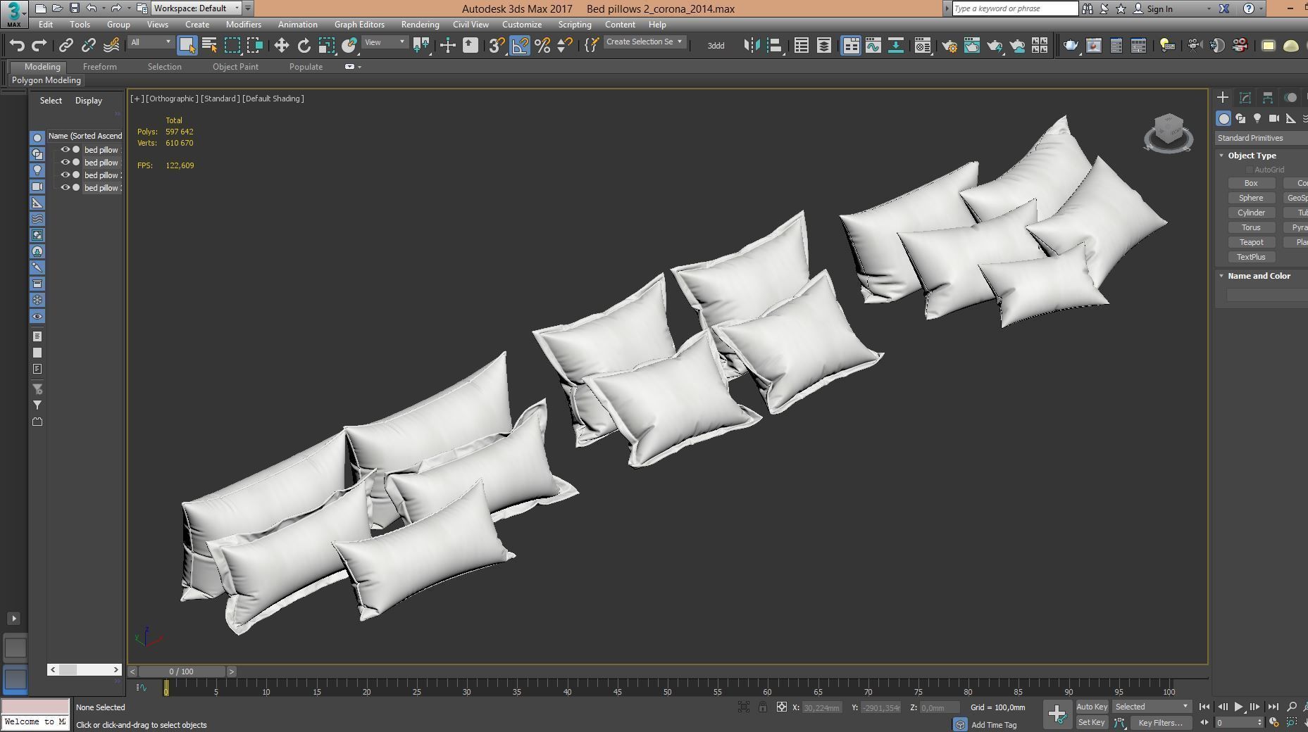 White Bed Pillows 02  3 sets  14 different Pillows 3D model 3D model_7