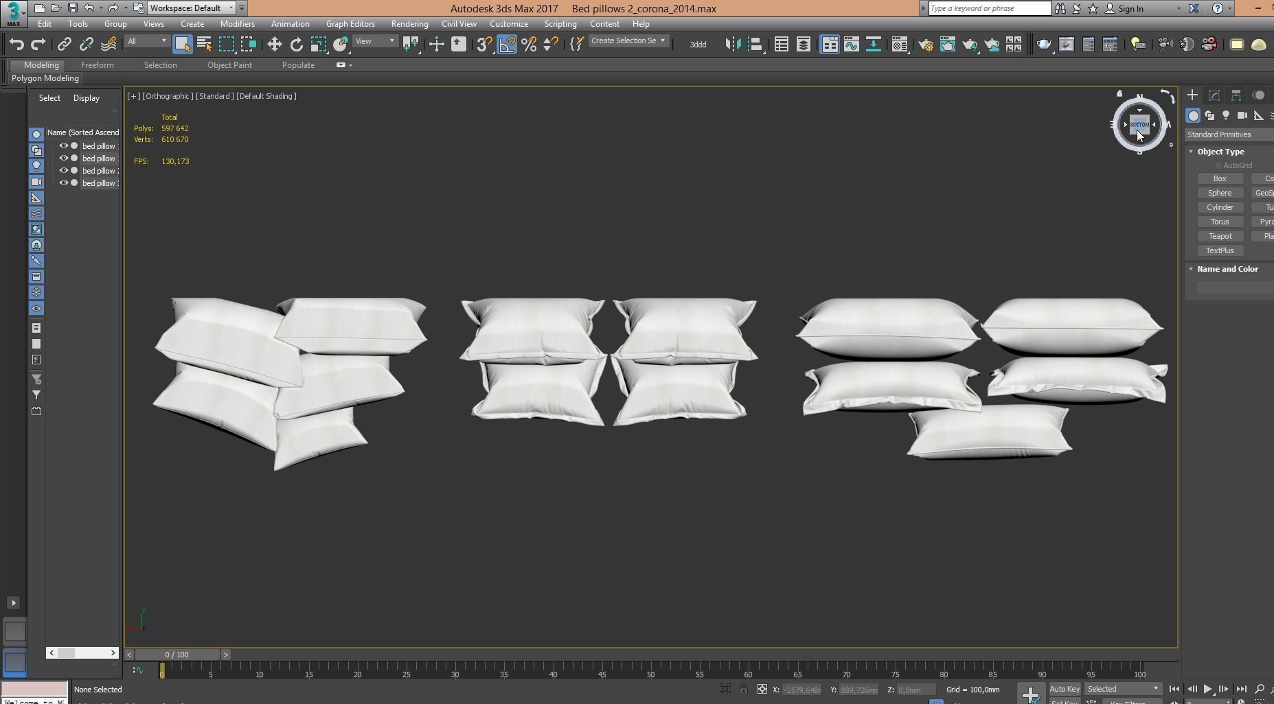 White Bed Pillows 02  3 sets  14 different Pillows 3D model 3D model_15