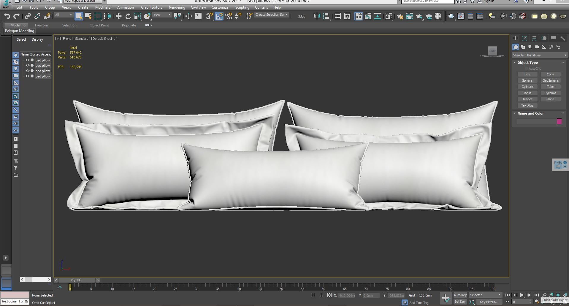 White Bed Pillows 02  3 sets  14 different Pillows 3D model 3D model_4