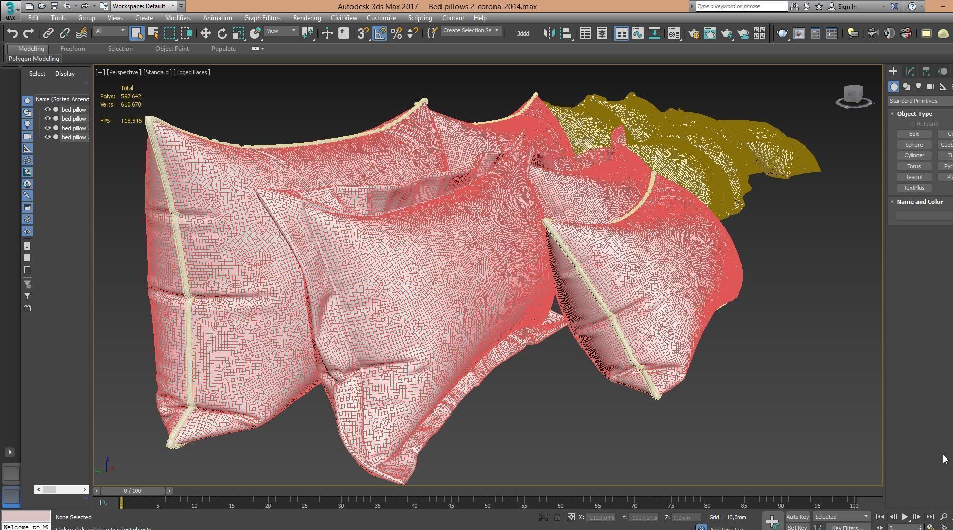 White Bed Pillows 02  3 sets  14 different Pillows 3D model 3D model_16