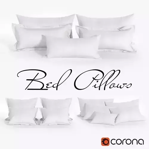 White Bed Pillows 02  3 sets  14 different Pillows 3D model