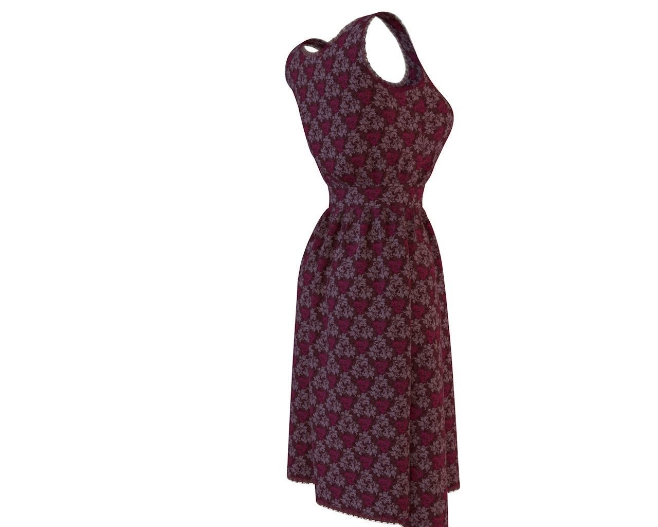 Stylish Designer Women dress 3D model  Free 3D model_6