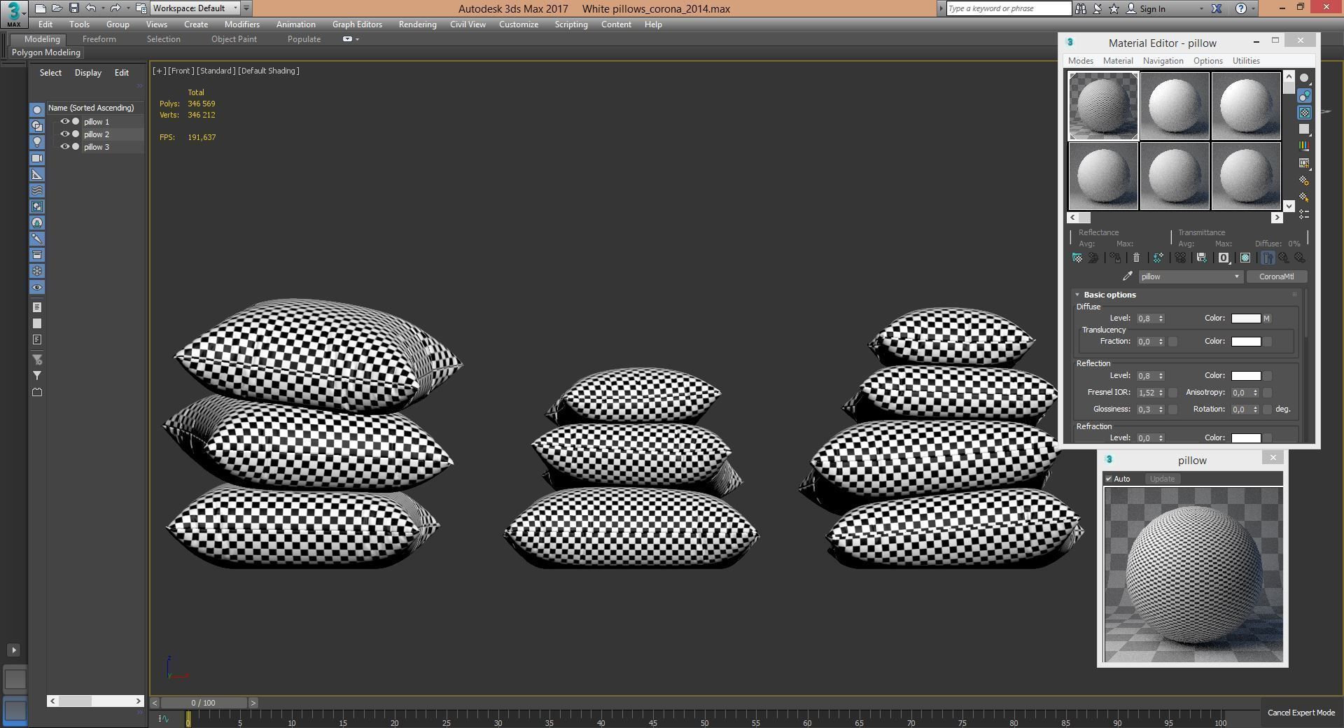 White pillows 03  3 sets 10 different Pillows   3D model_8