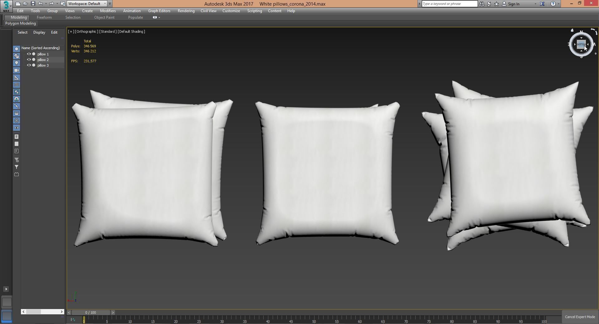 White pillows 03  3 sets 10 different Pillows   3D model_6