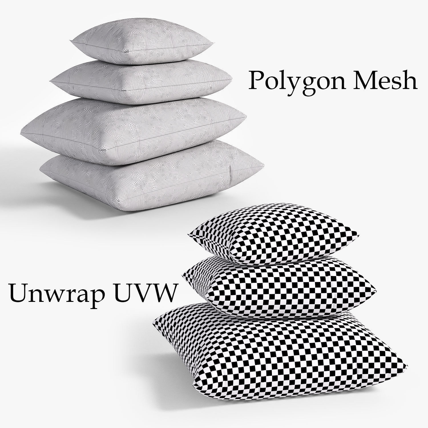 White pillows 03  3 sets 10 different Pillows   3D model_1