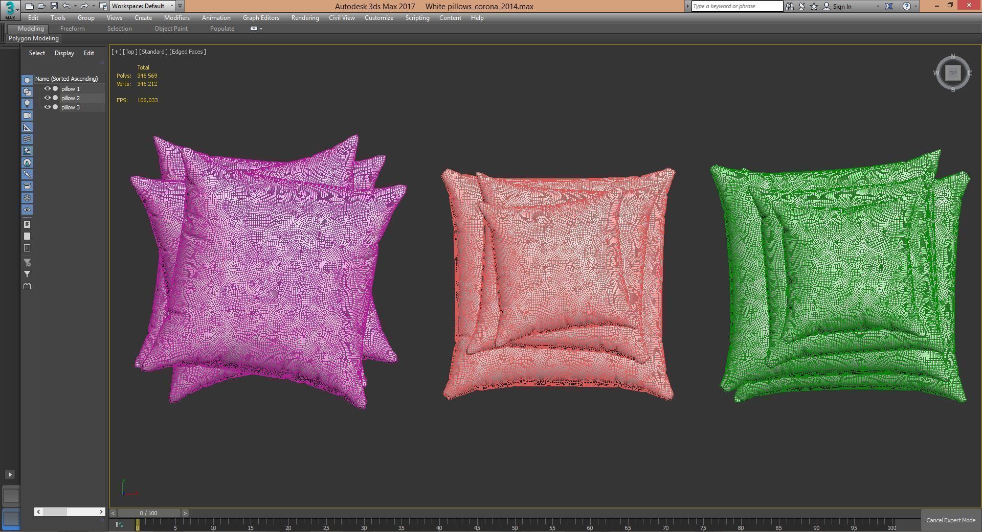 White pillows 03  3 sets 10 different Pillows   3D model_12