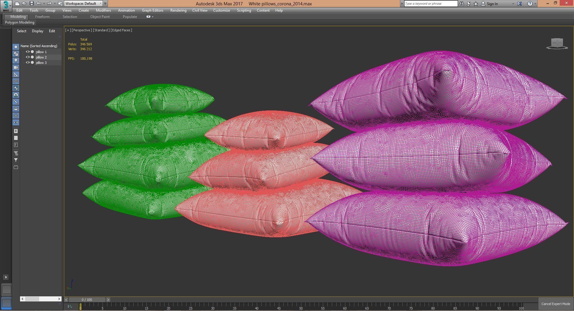 White pillows 03  3 sets 10 different Pillows   3D model_10