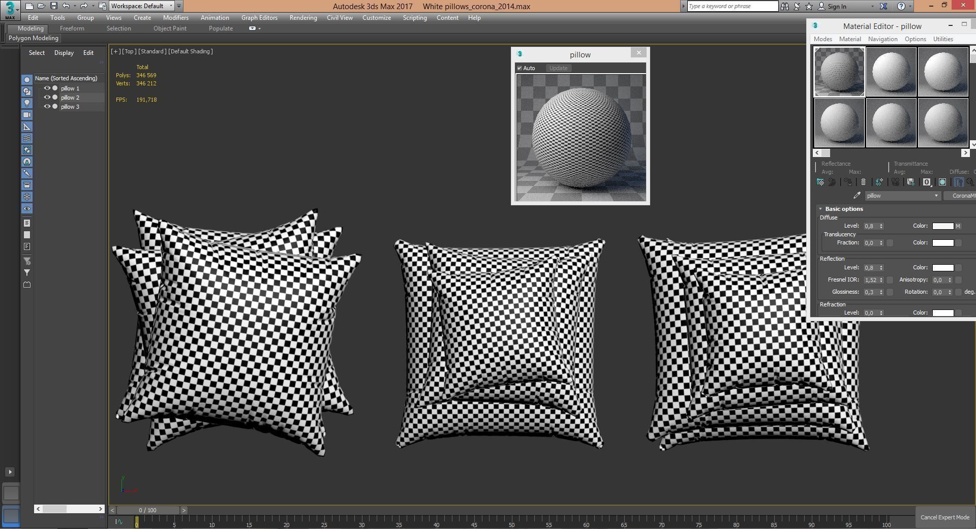 White pillows 03  3 sets 10 different Pillows   3D model_9