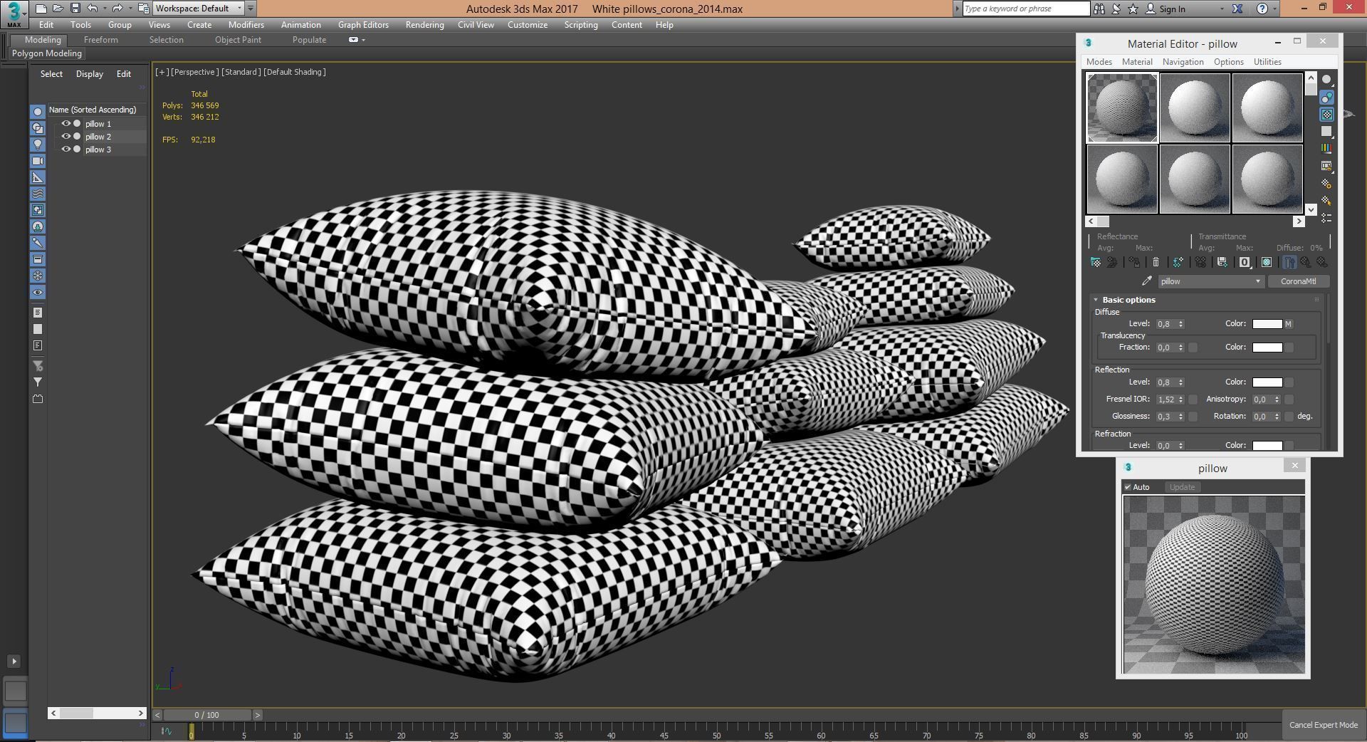 White pillows 03  3 sets 10 different Pillows   3D model_7