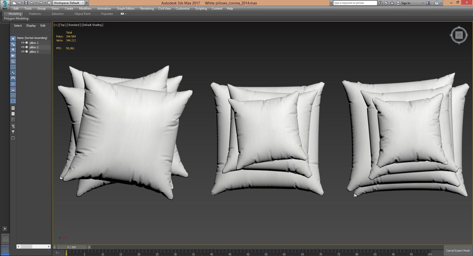 White pillows 03  3 sets 10 different Pillows   3D model_4