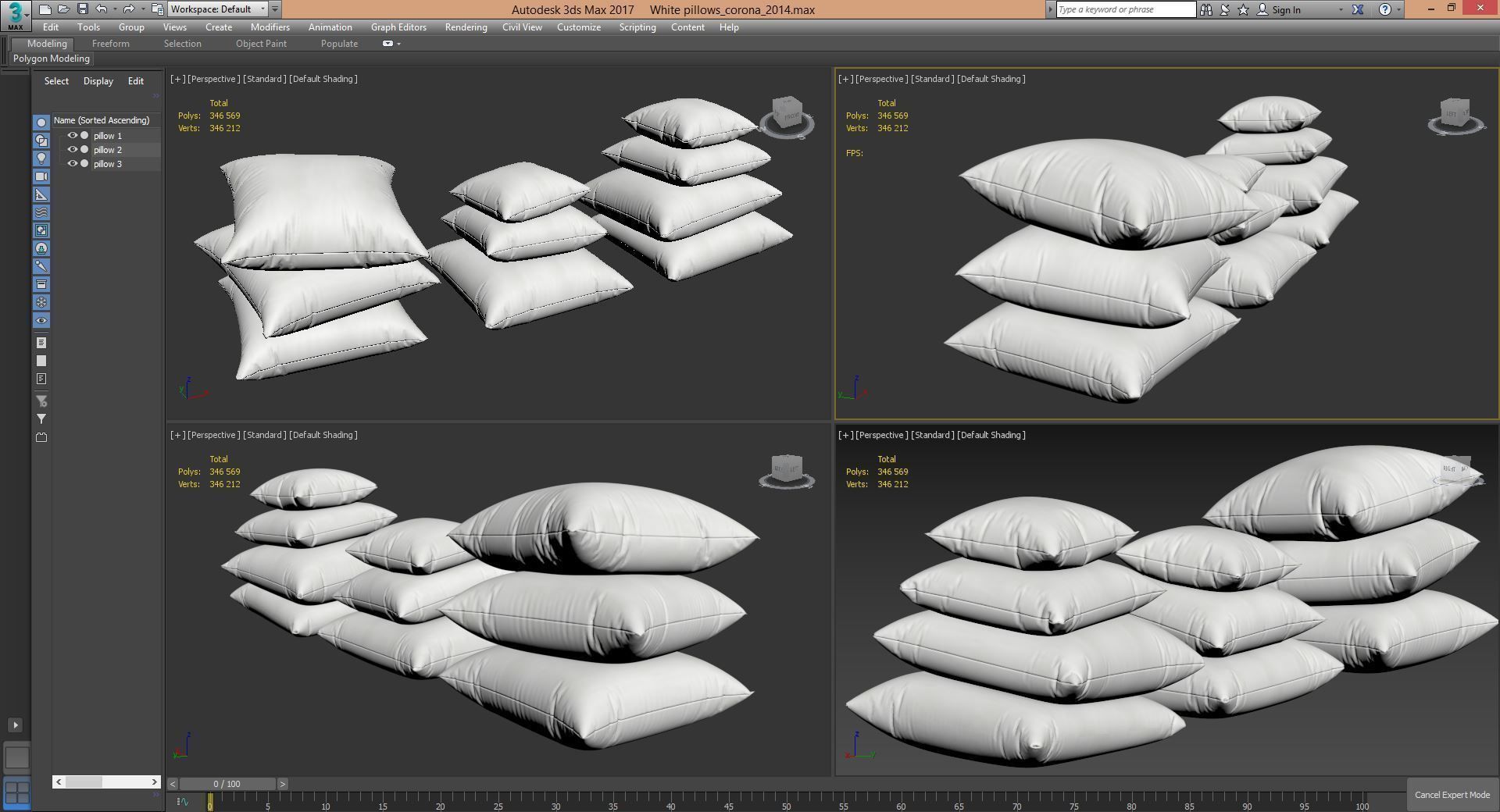 White pillows 03  3 sets 10 different Pillows   3D model_3