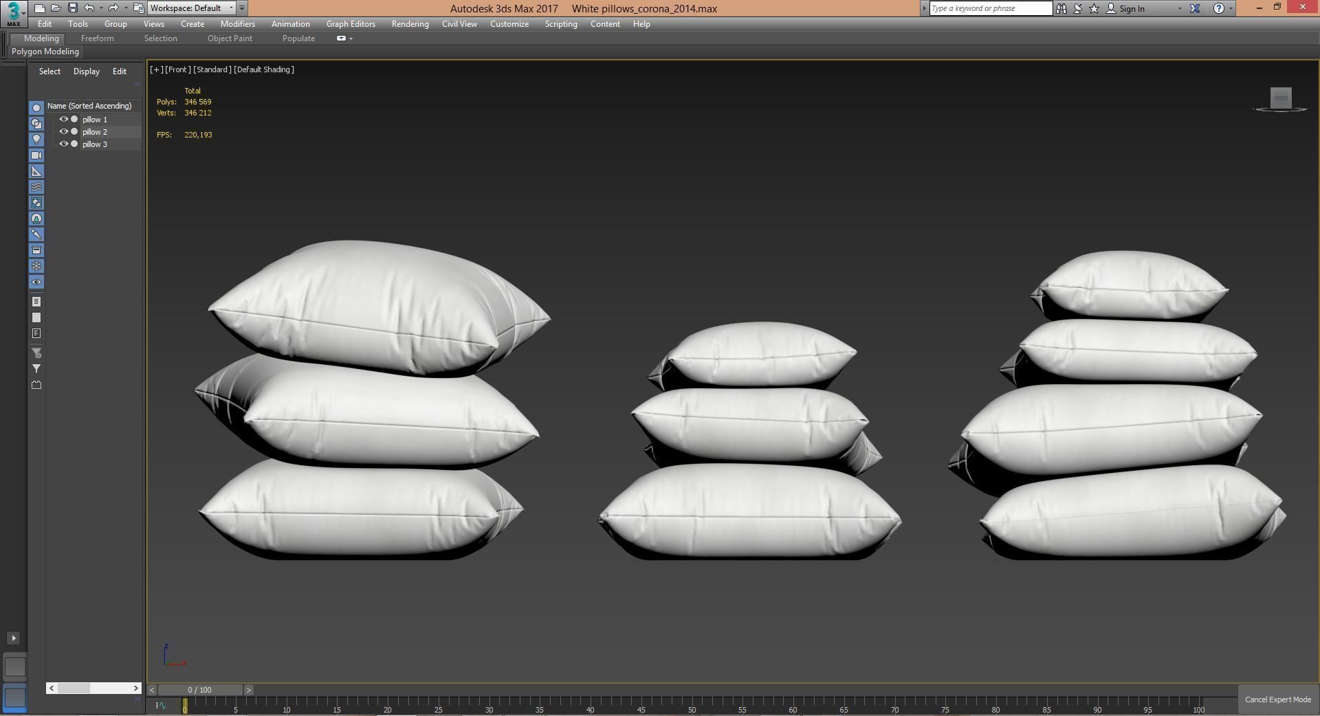 White pillows 03  3 sets 10 different Pillows   3D model_5